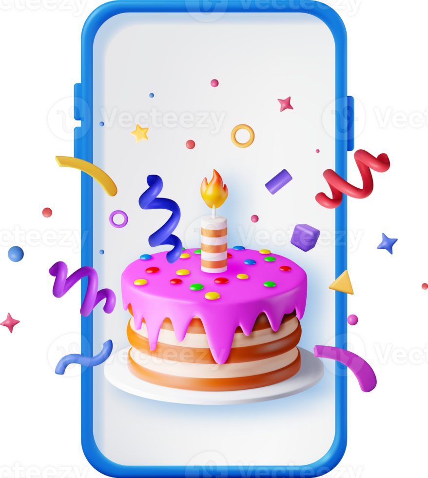 Render Phone with Chocolate Cake Decorated png