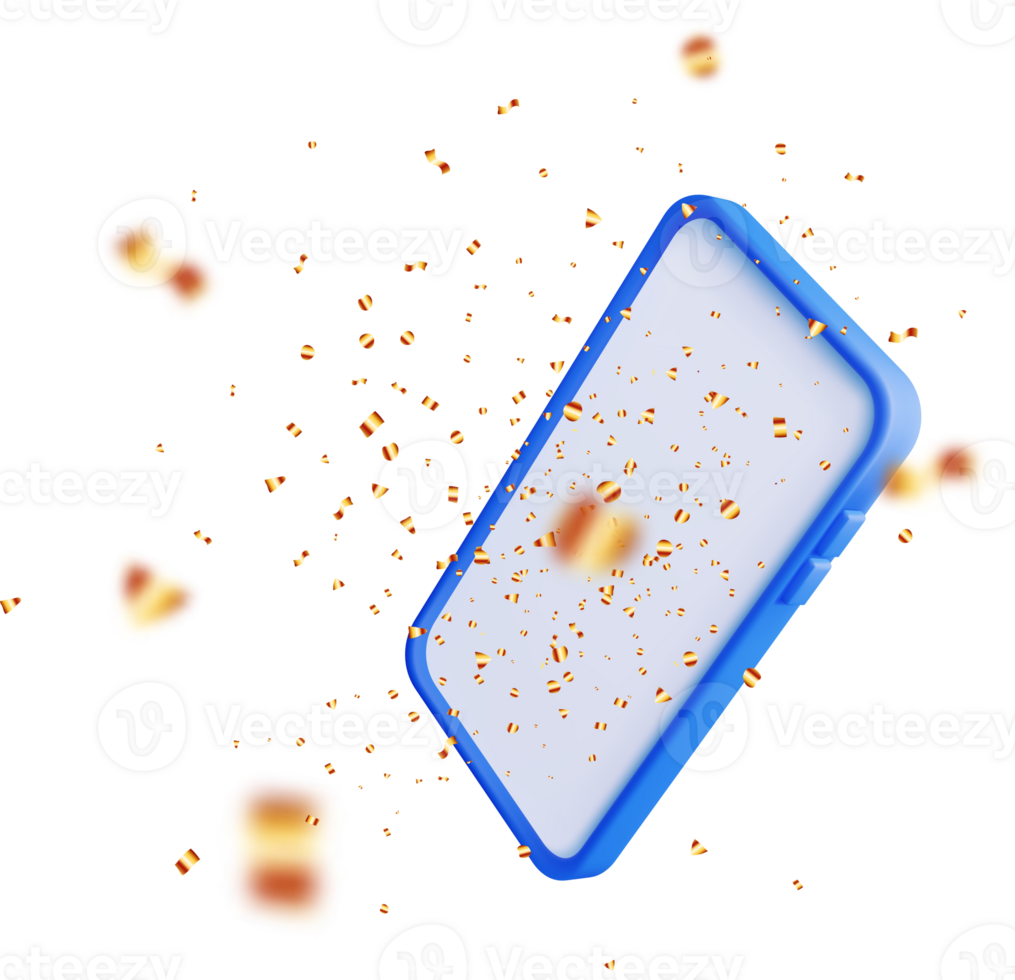 3D Party Confetti on Mobile Phone png