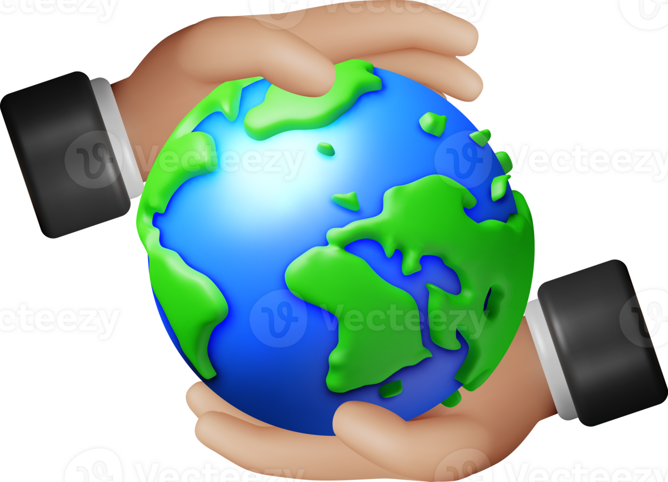 3D Human Hand Holding Green Earth png