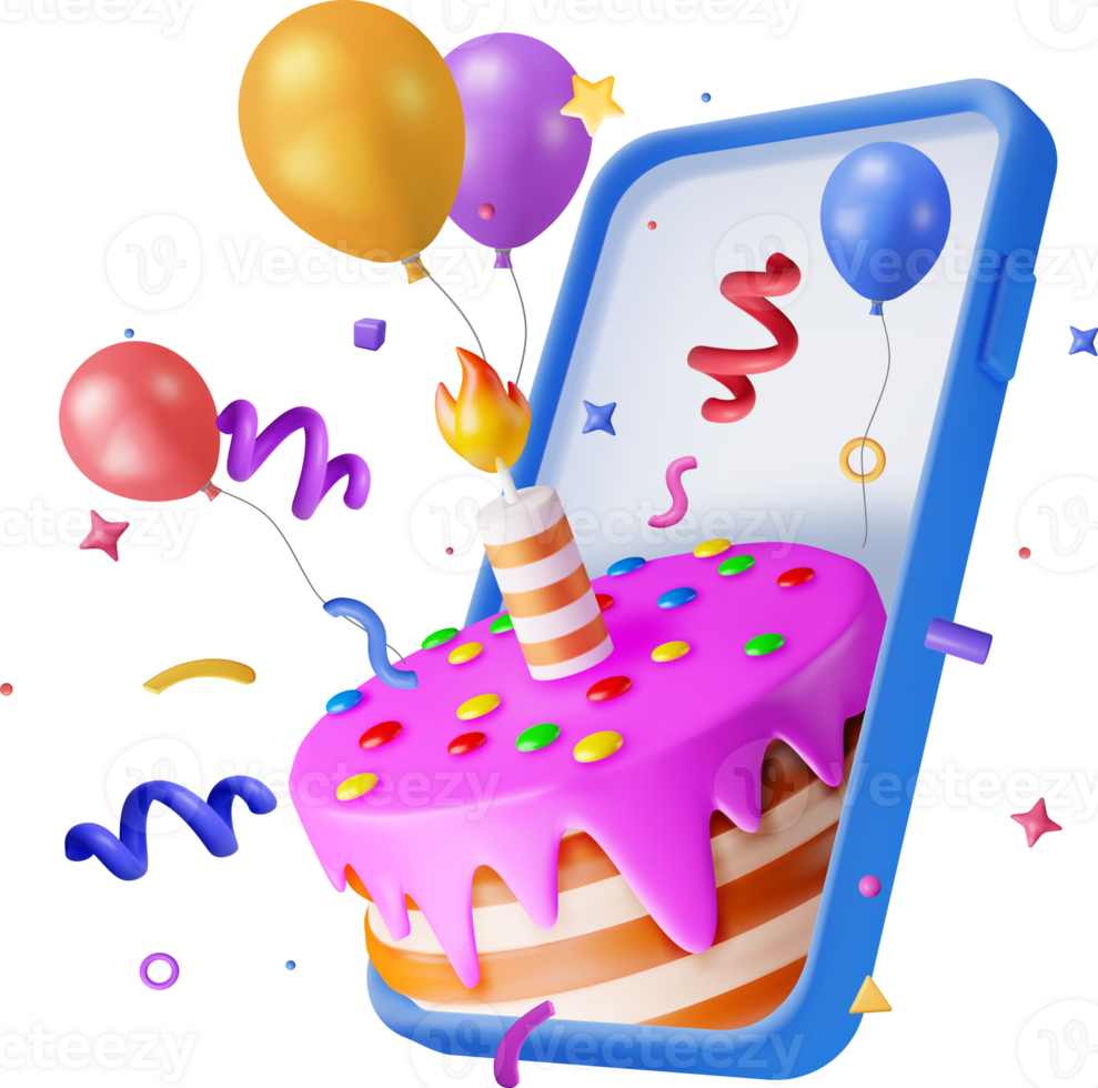 Render Phone with Chocolate Cake Decorated with png