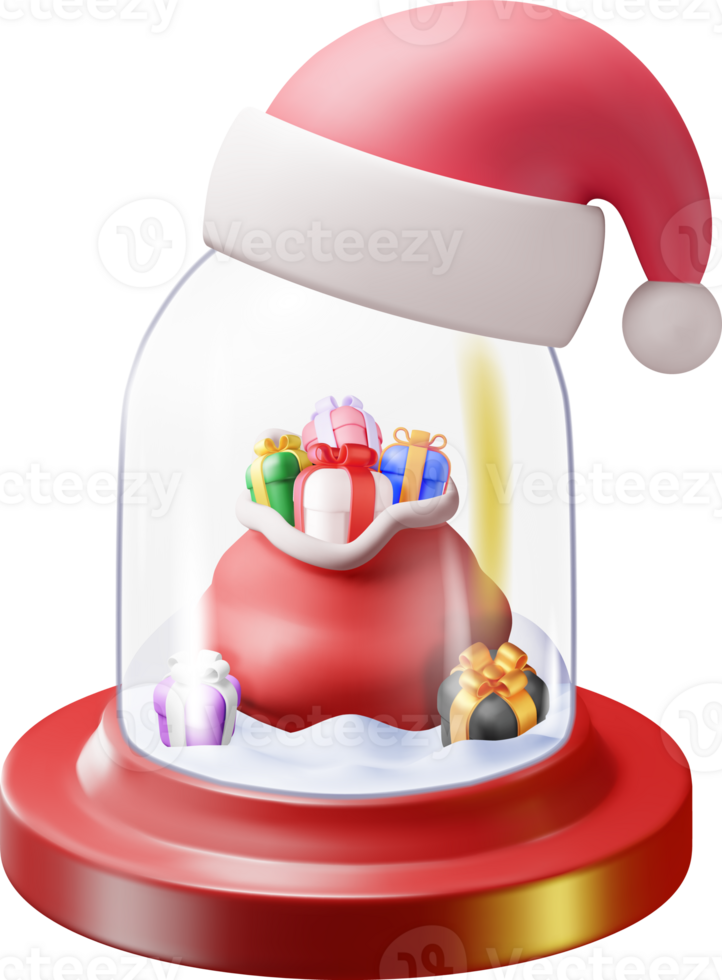 3D Glass Christmas Snow Globe with Gift Boxes png