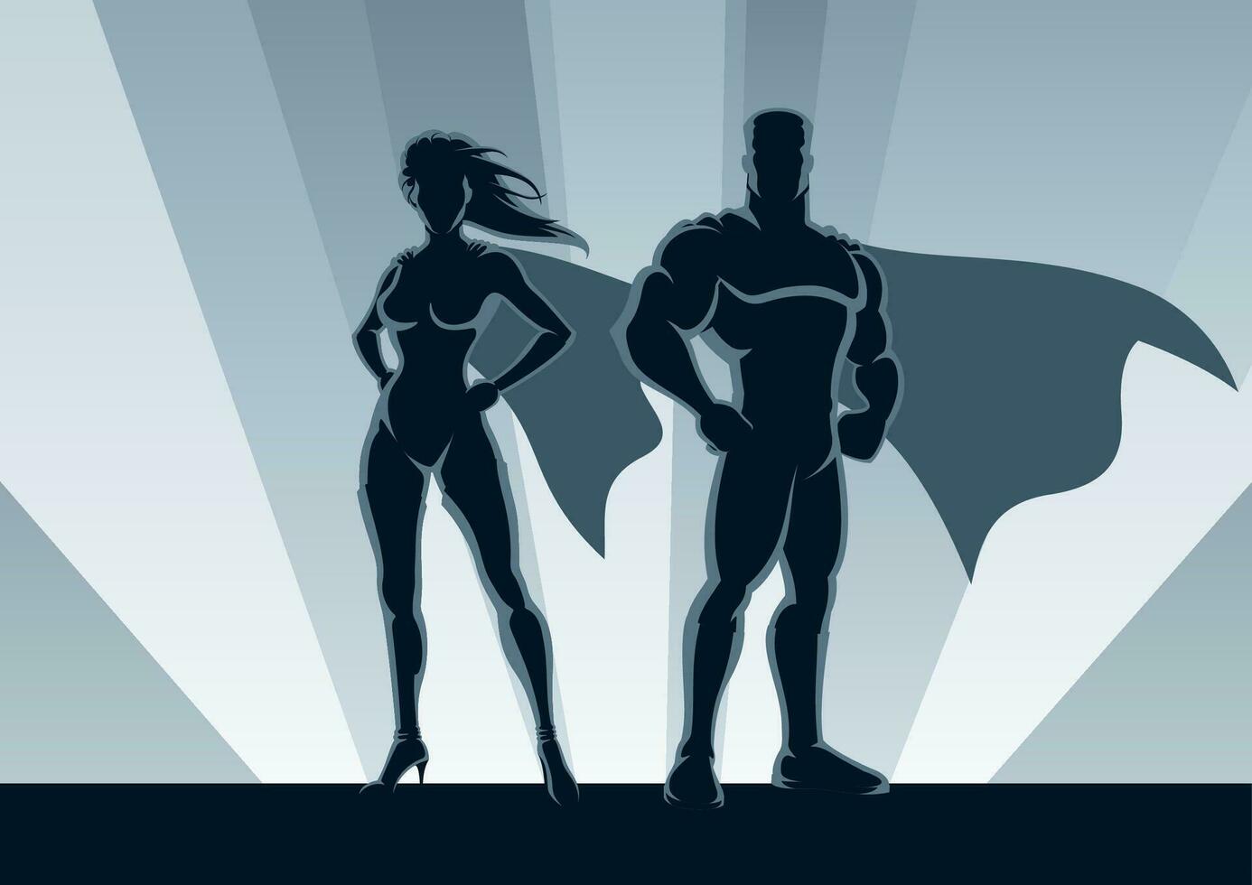 Superhero Couple Silhouette vector