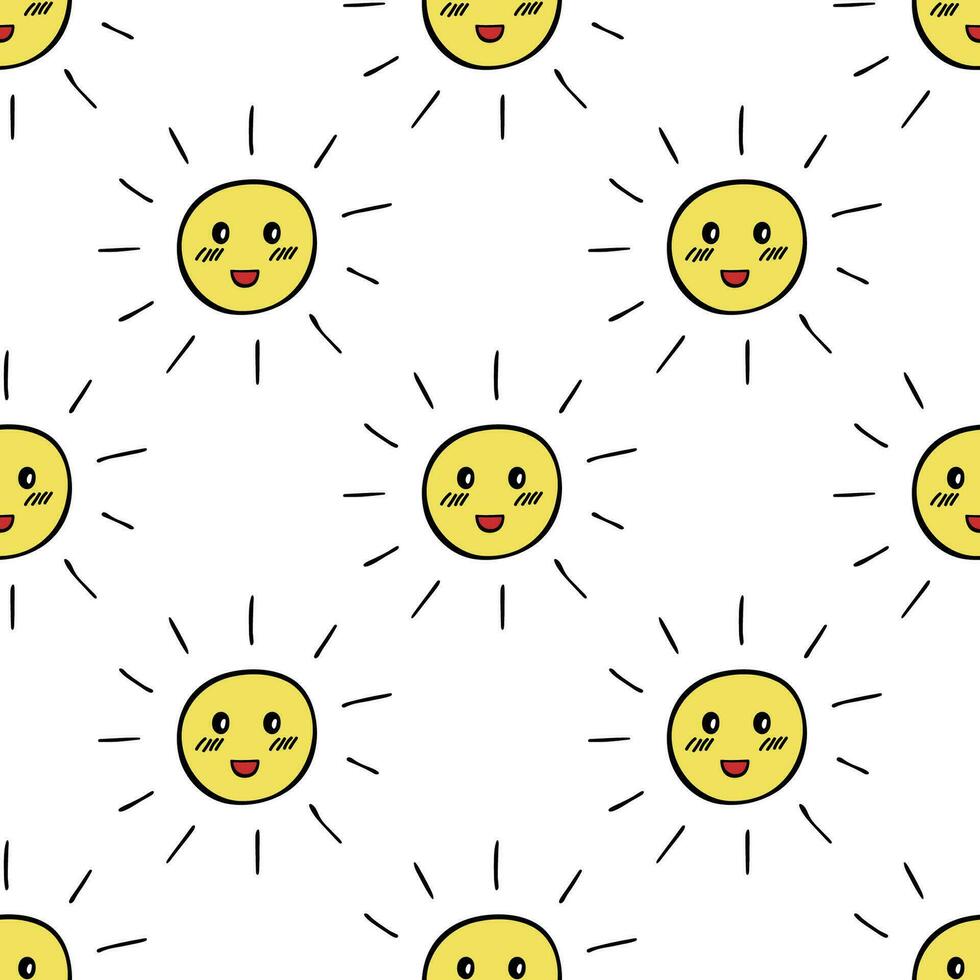 Seamless pattern with sun doodle for decorative print, wrapping paper, greeting cards, wallpaper and fabric vector