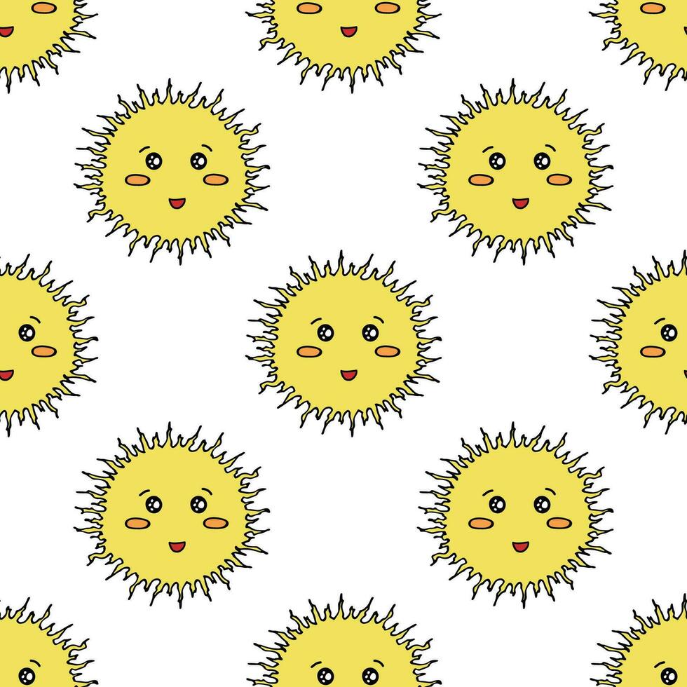 Seamless pattern with sun doodle for decorative print, wrapping paper, greeting cards, wallpaper and fabric vector