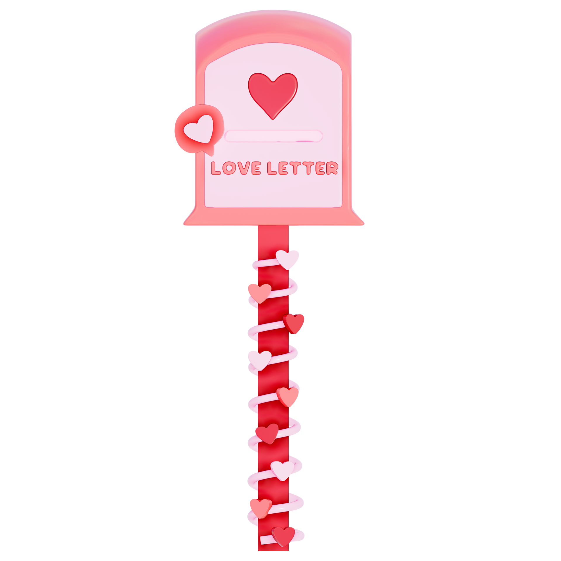 Valentine mailbox with Cute heart-shaped on a transparent background