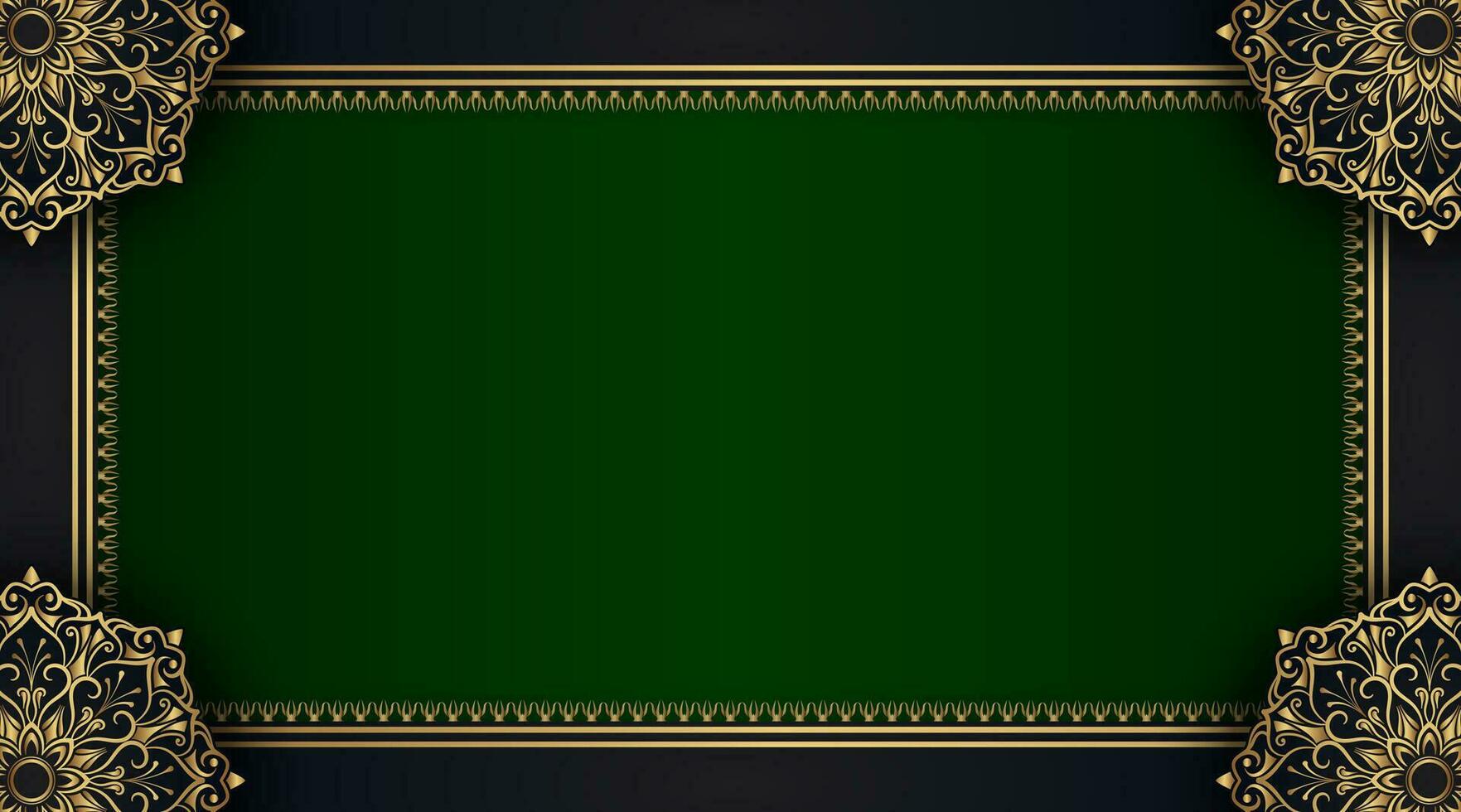 Luxury mandala background, green and black vector