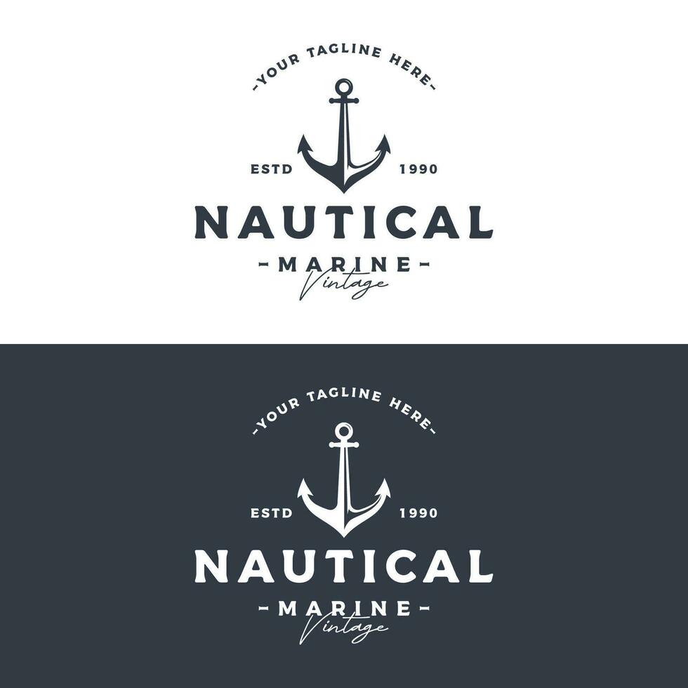 vintage retro anchor logo design.Logo for business, label, badge, nautical, shipping. vector