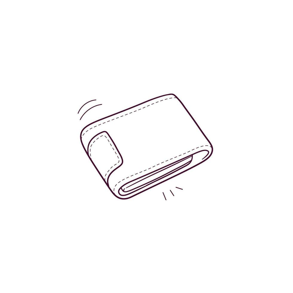 Hand Drawn illustration of wallet icon. Doodle Vector Sketch Illustration