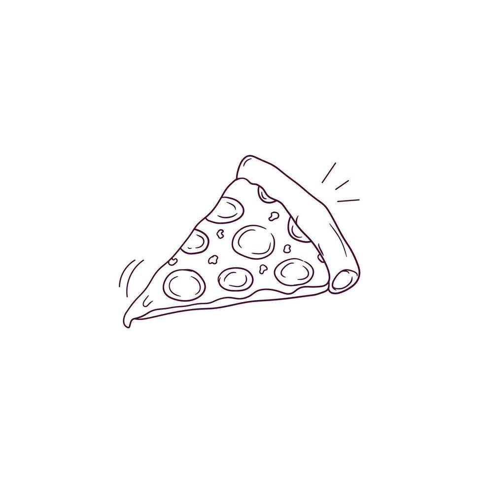 Hand Drawn illustration of sliced pizza icon. Doodle Vector Sketch Illustration