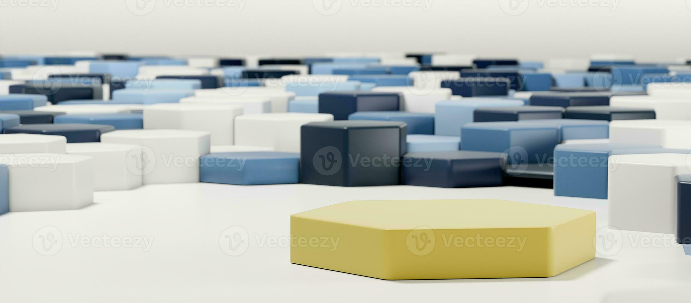 Podium scene with abstract hexagons photo