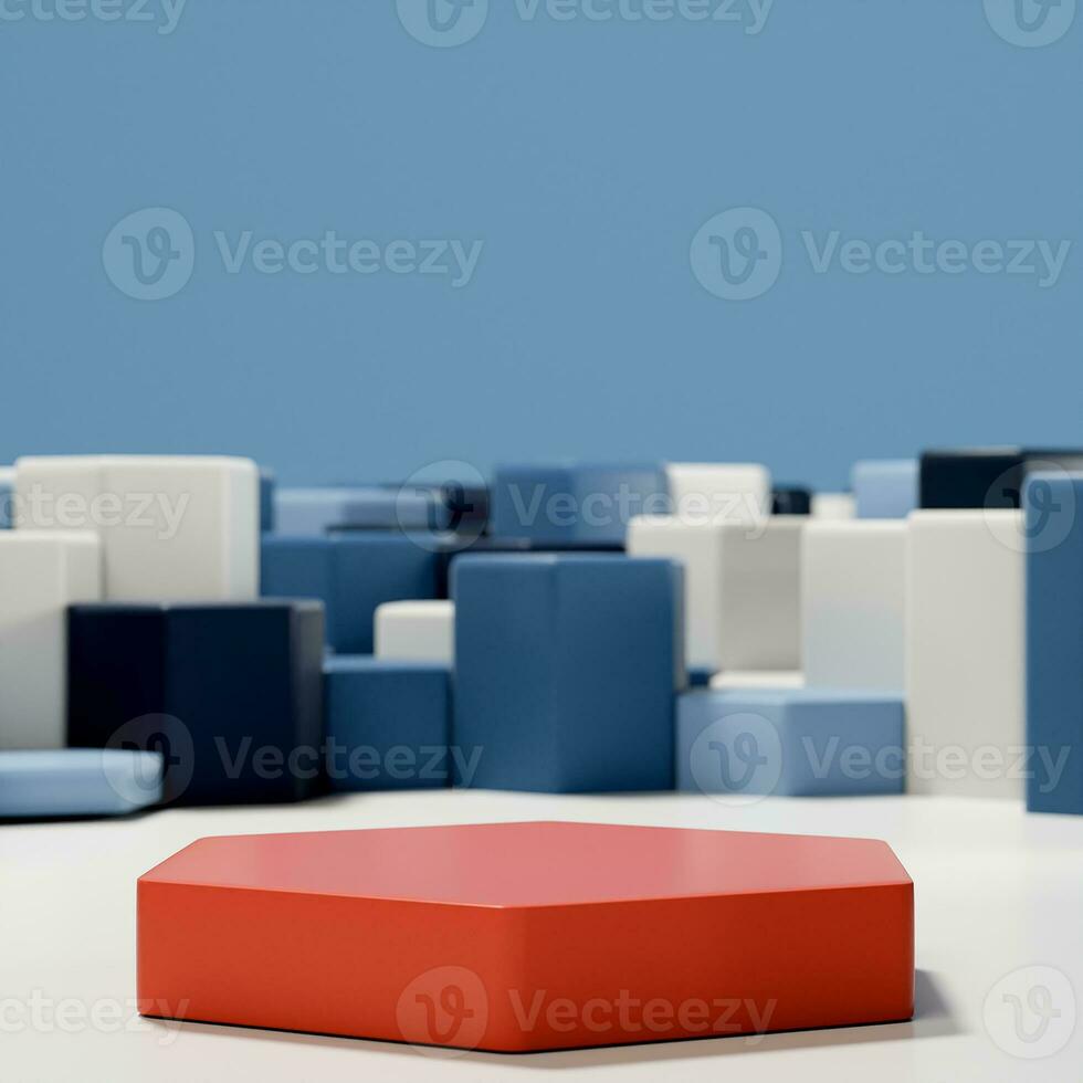 Podium scene with abstract hexagons photo