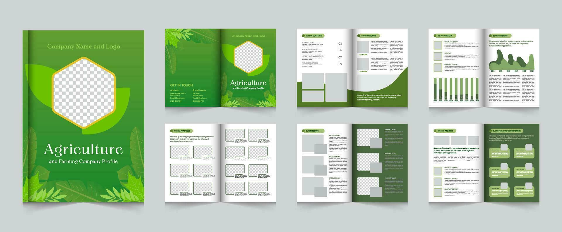 Farming and agricultural company profile brochure Vector template and organic farming company profile brochure design