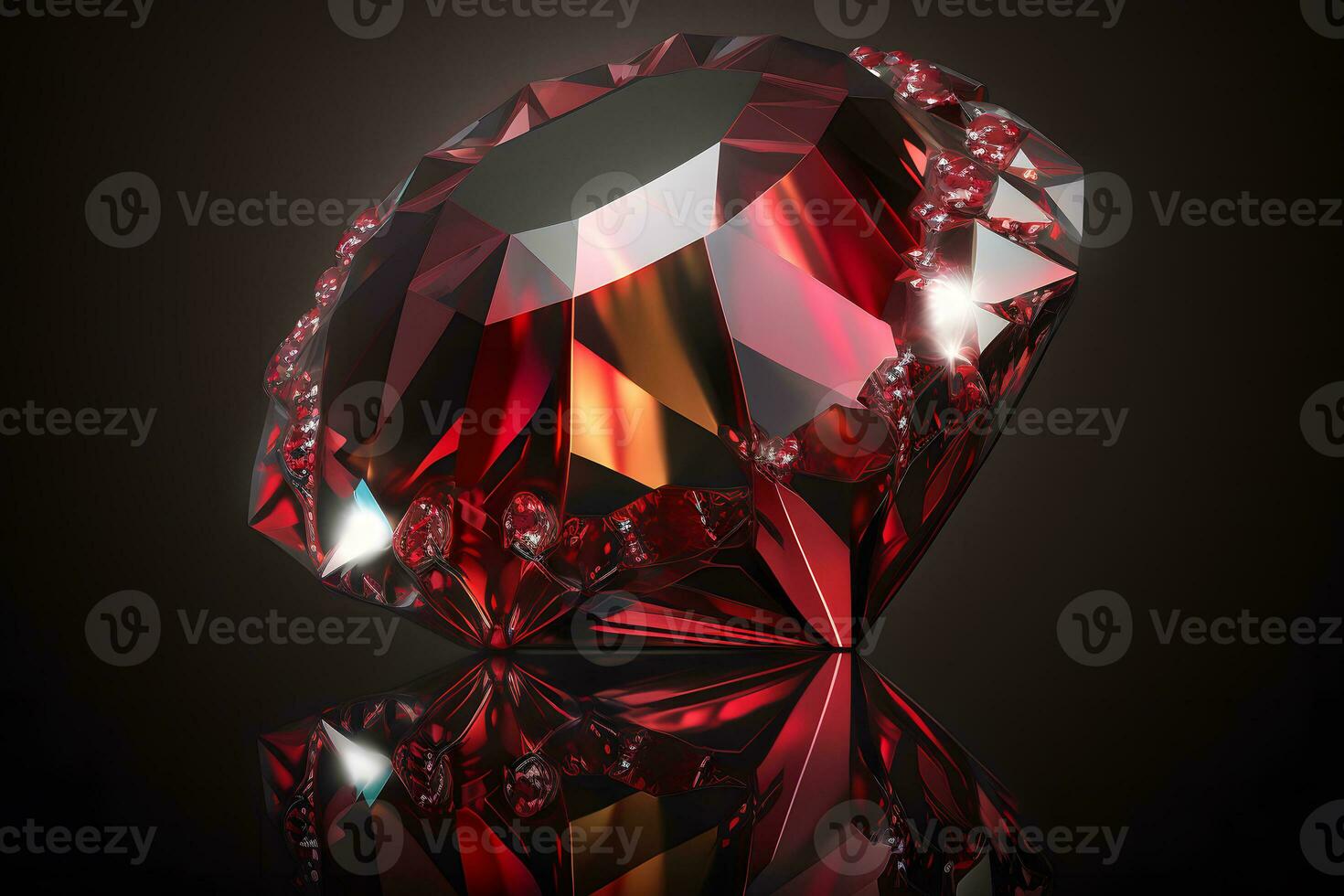 AI generated Ruby red on a dark background. Neural network AI generated photo