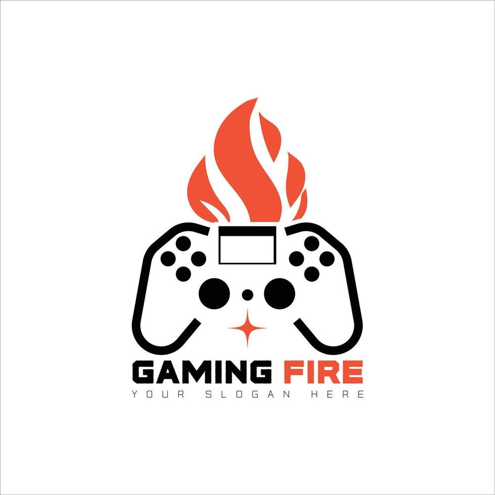 minimalista juego de azar controlador fuego logo diseño vector