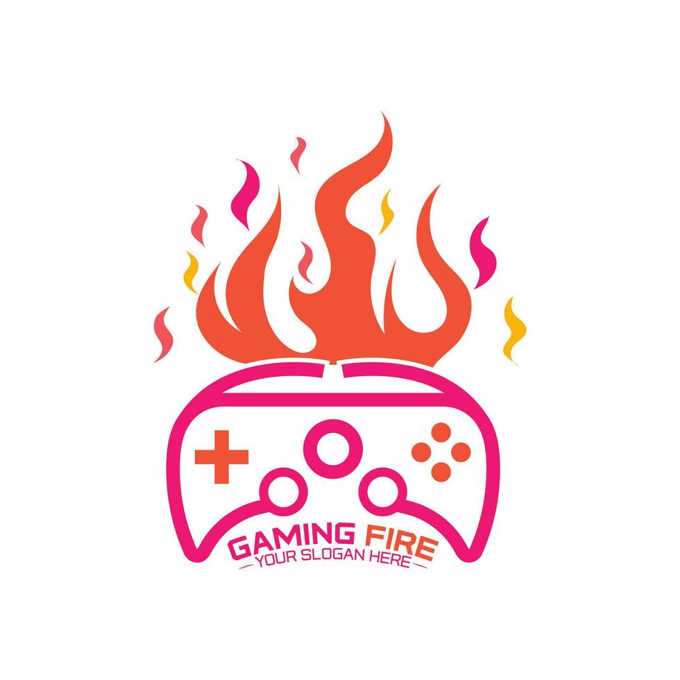 illustration of a gaming consoler fire logo design vector