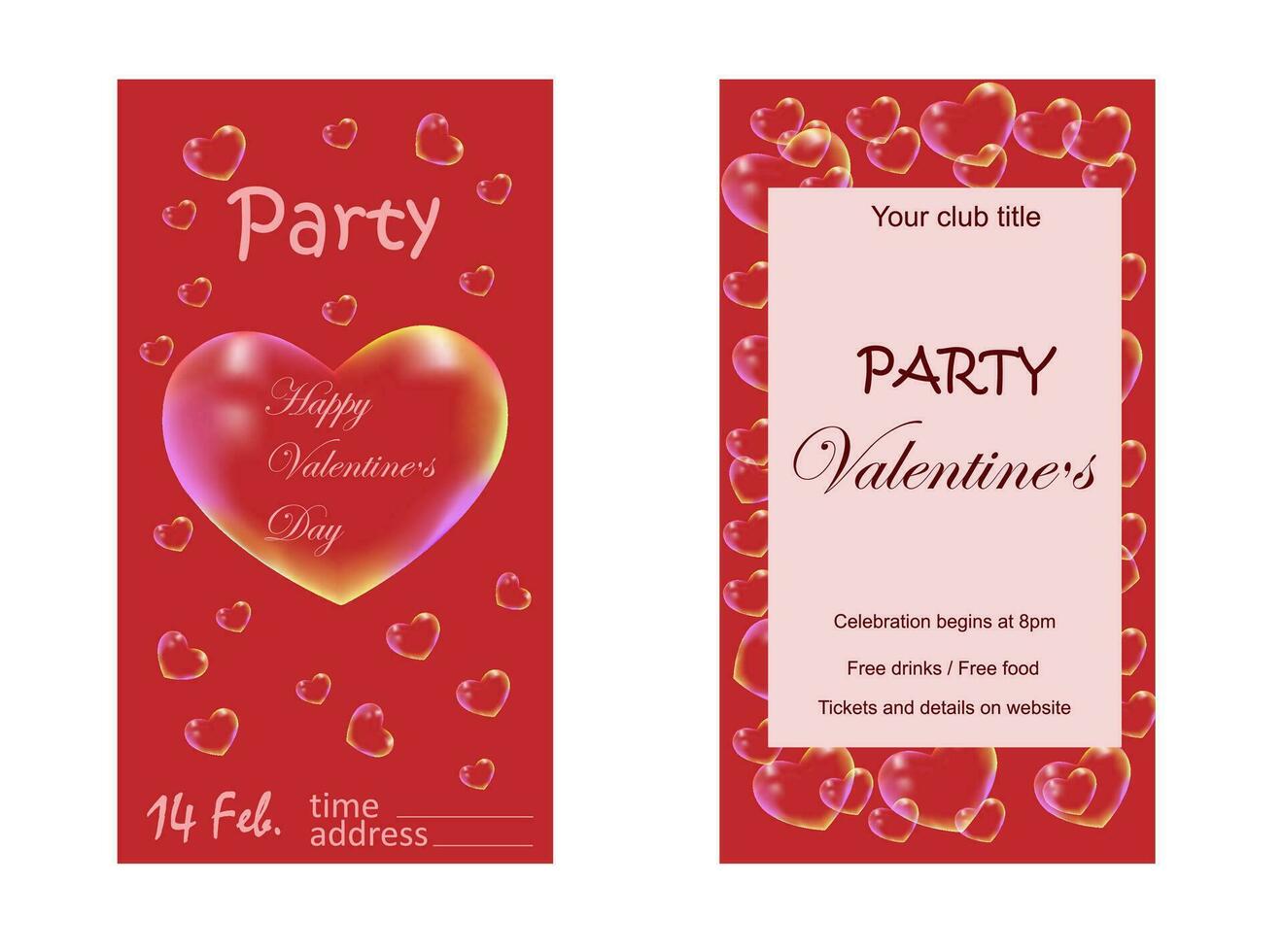 Set of invitation cards on a red background vector