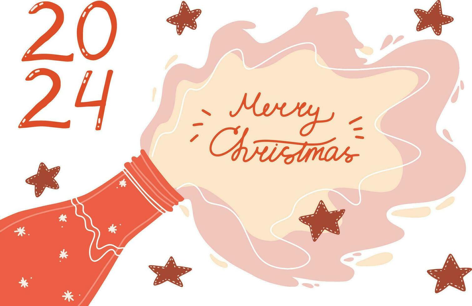 horizontal Navidad tarjeta con un botella y alegre Navidad inscripción vector