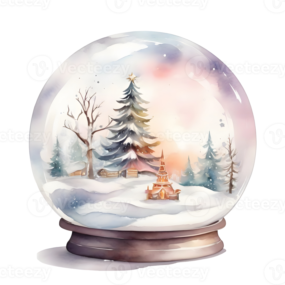 AI generated Snow globe with christmas tree and reindeer png