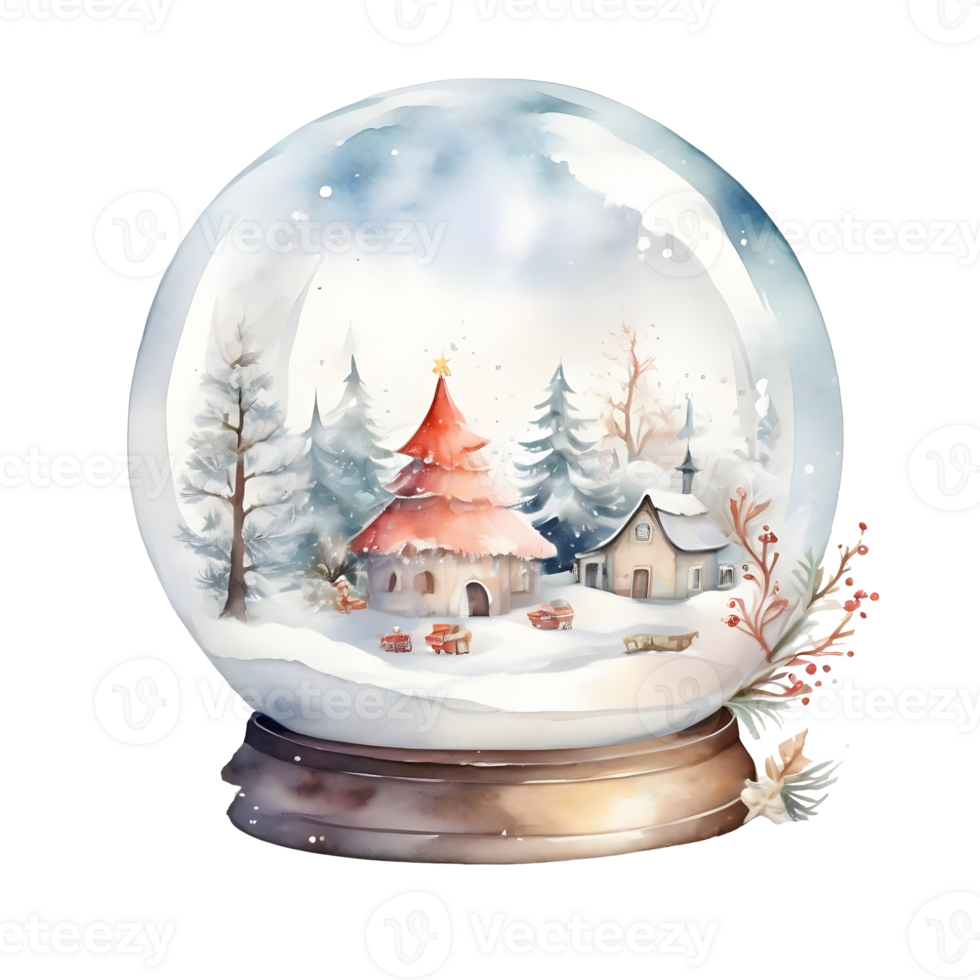 AI generated Snow globe with christmas tree and reindeer png