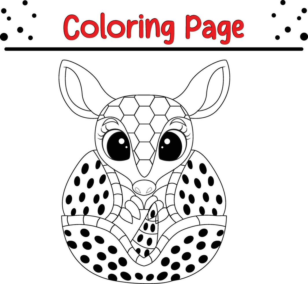 baby armadillo rolled up coloring page vector