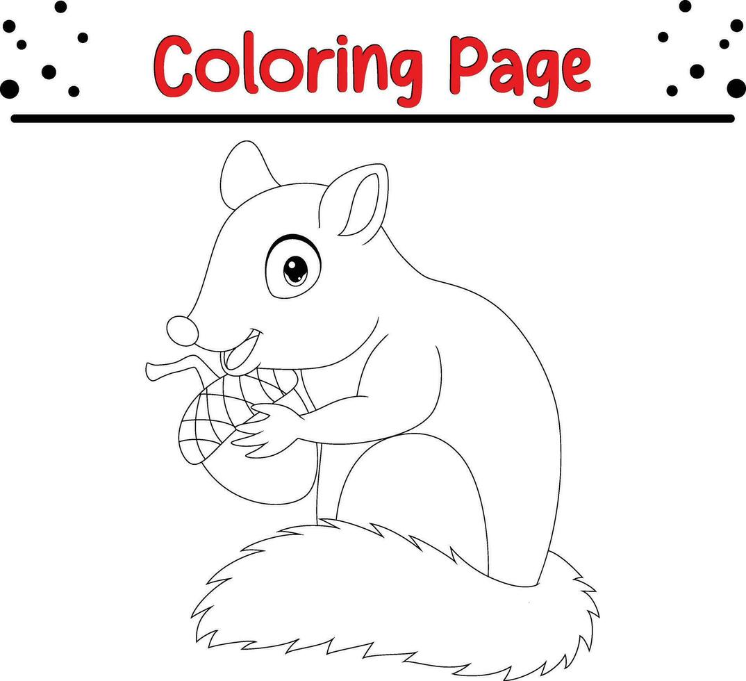 cute chipmunk holding acorn coloring vector