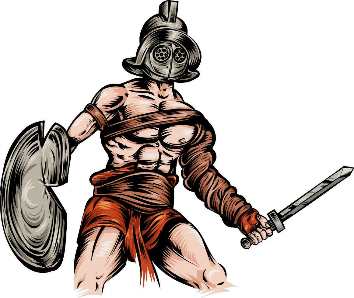 Espartaco gladiador romano esclavo guerrero . vector ilustración