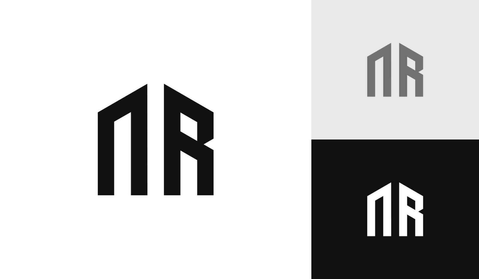 letra nr inicial con casa forma logo diseño vector