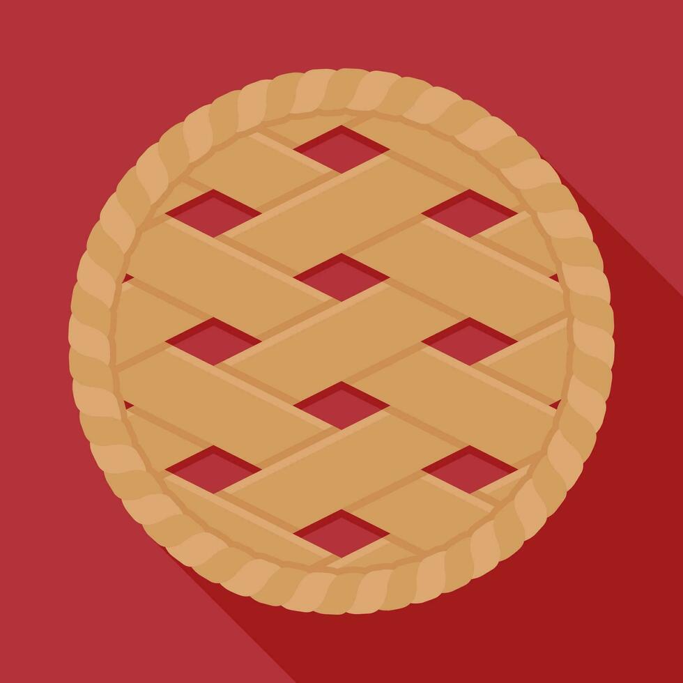 Red pie on red background vector illustration