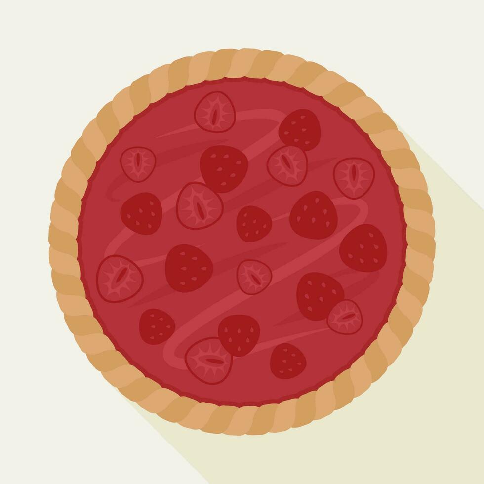 Strawberriy pie with white background vector illustration