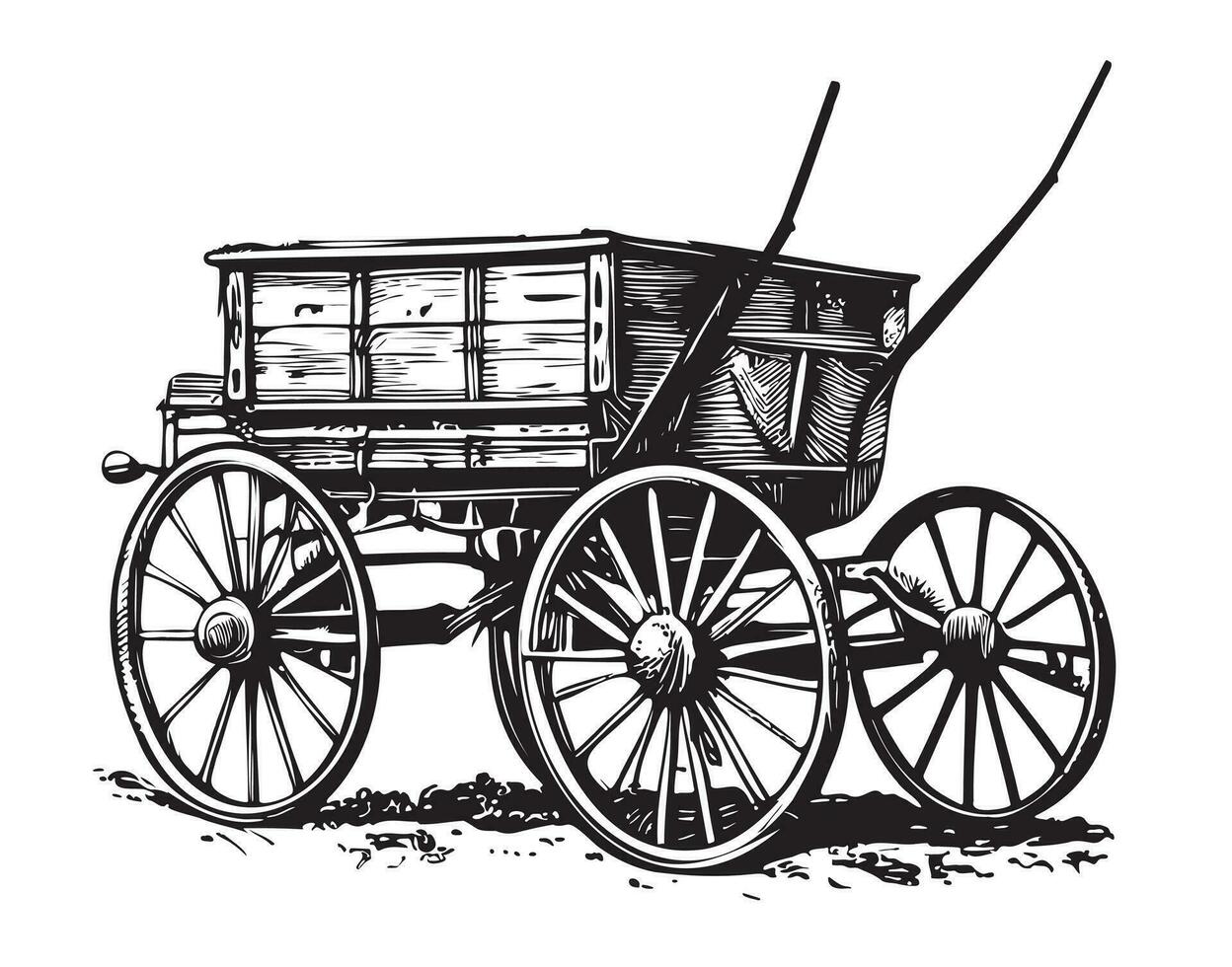 Cart farm sketch hand drawn in engraving style Vector illustration