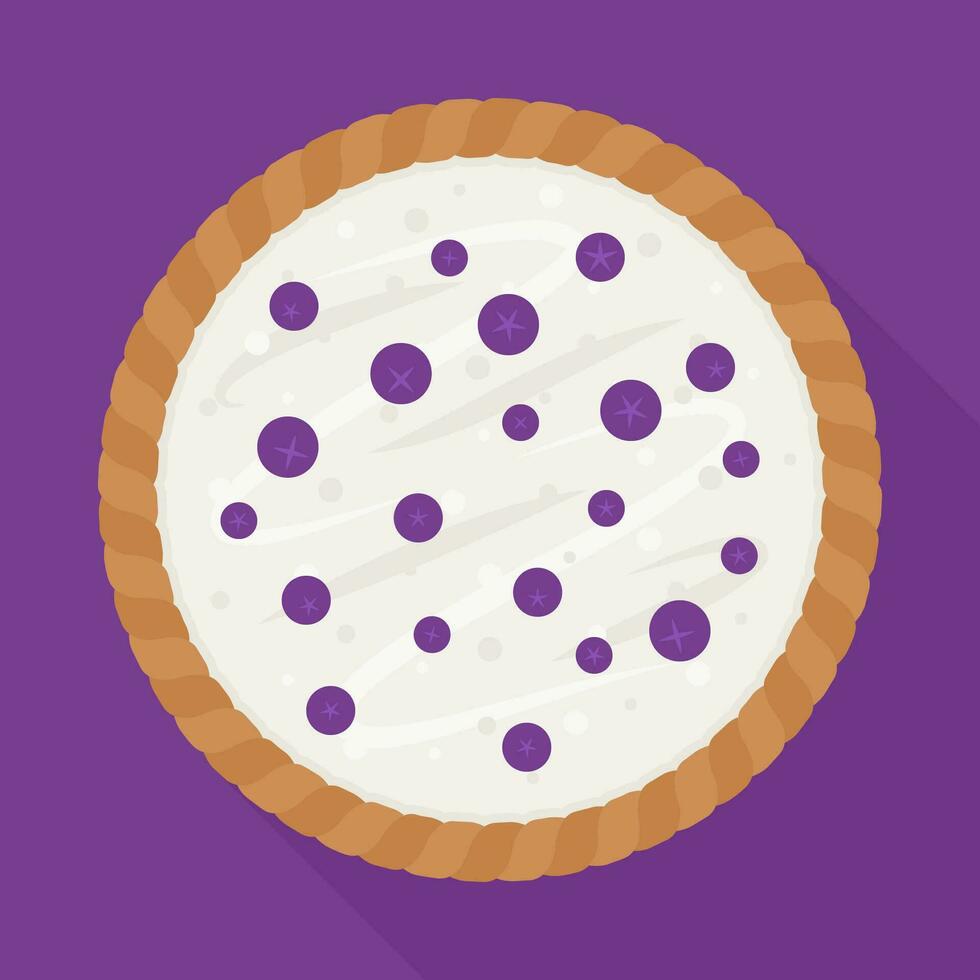 Blueberry pie with purple background Vector illustration