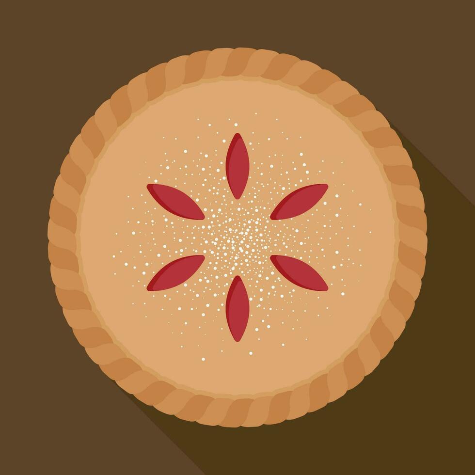 Cranberry pie with sugar on brown background vector