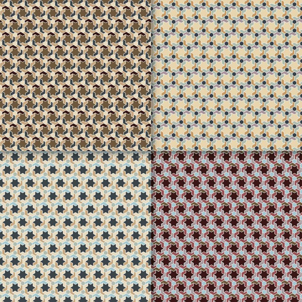 Four geometric seamless patterns. Can be used on textiles, wallpapers, surfaces, venue designs and as a background for cards and invitations vector