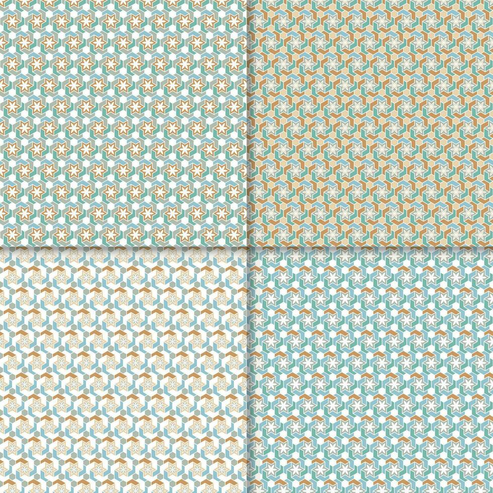 Four geometric seamless patterns. Can be used on textiles, wallpapers, surfaces, venue designs and as a background for cards and invitations vector