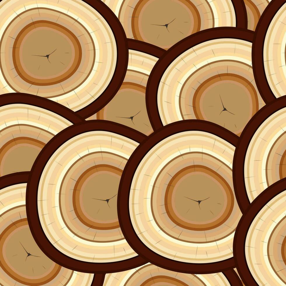 Seamless pattern of felled wood plates vector