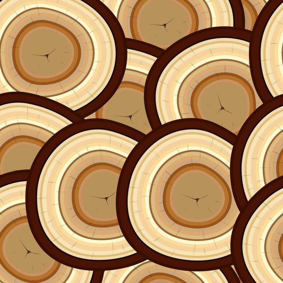Seamless pattern of felled wood plates vector