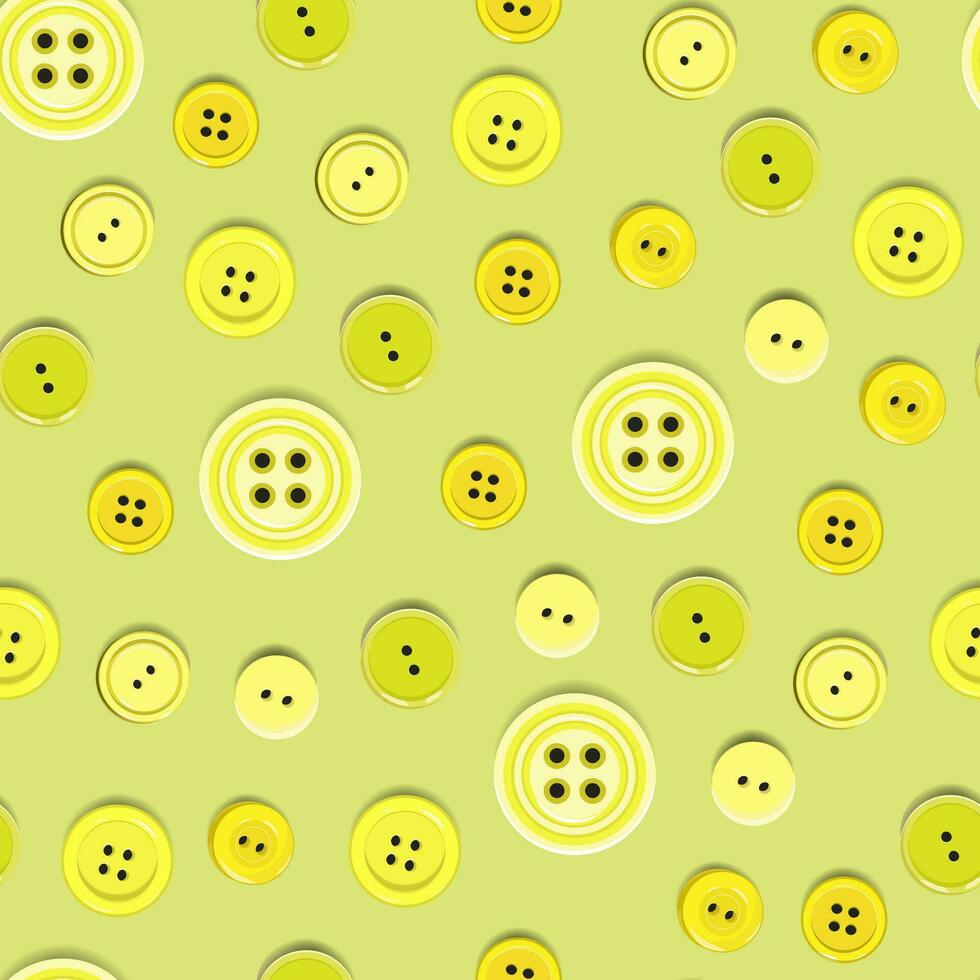 Seamless pattern with buttons in yellow tones on a light green background vector