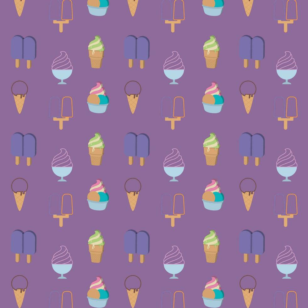 Colored pattern background with ice cream icons Vector illustration