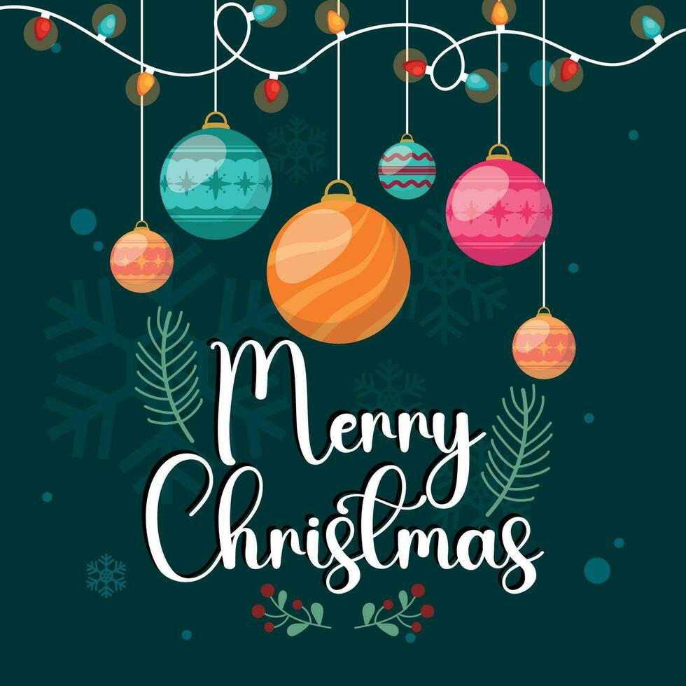 Christmas cute card with christmas tree balls Vector illustration