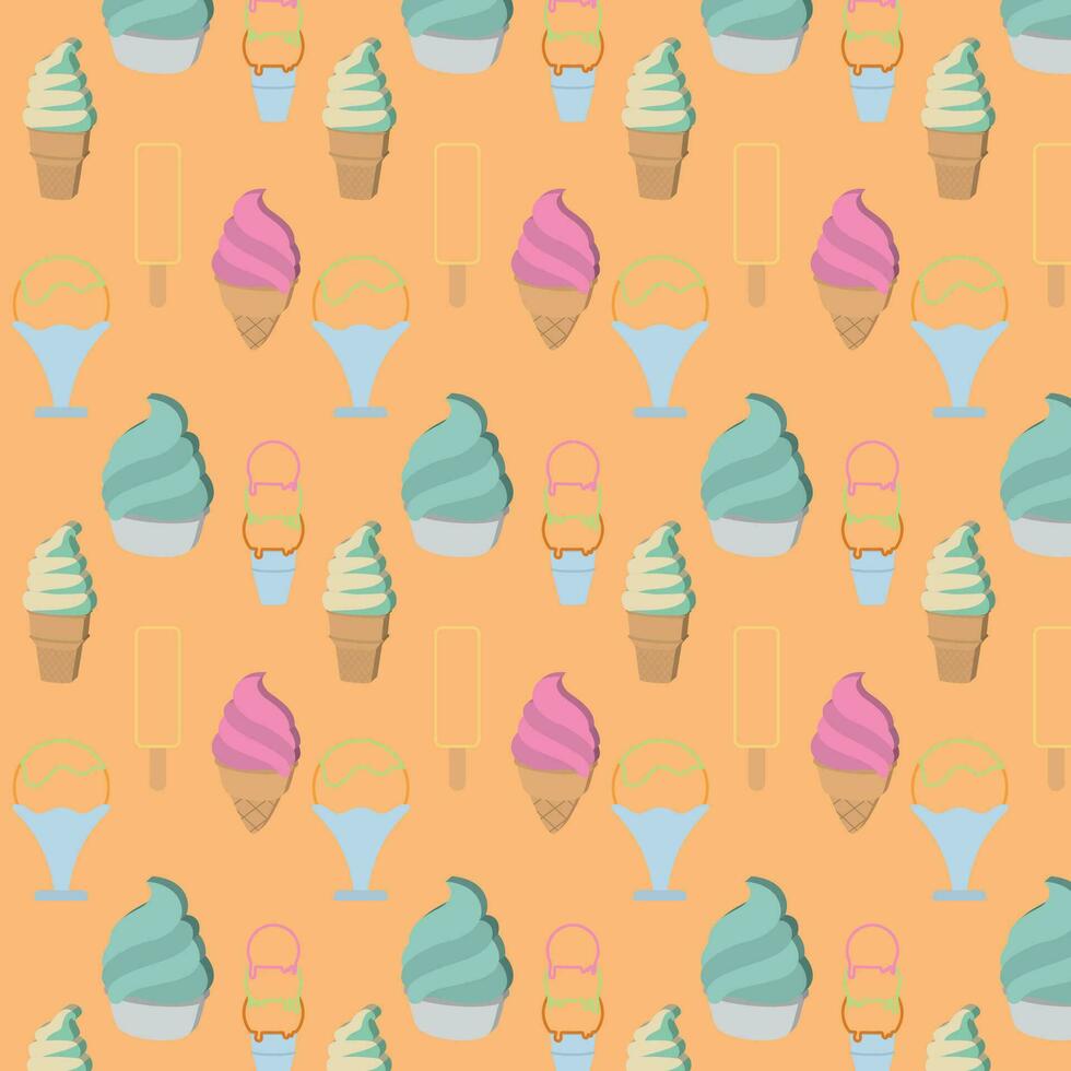 Colored pattern background with ice cream icons Vector illustration