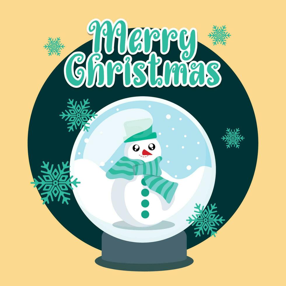 Christmas cute card with snowman character Vector illustration