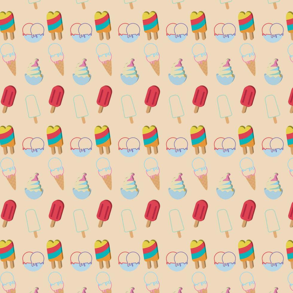 Colored pattern background with ice cream icons Vector illustration