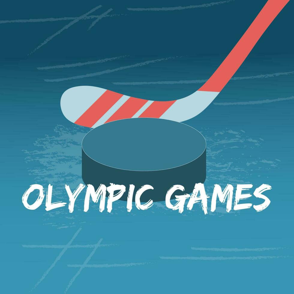 A banner for the Winter Olympic Games. Vector illustration. A hockey stick and puck.