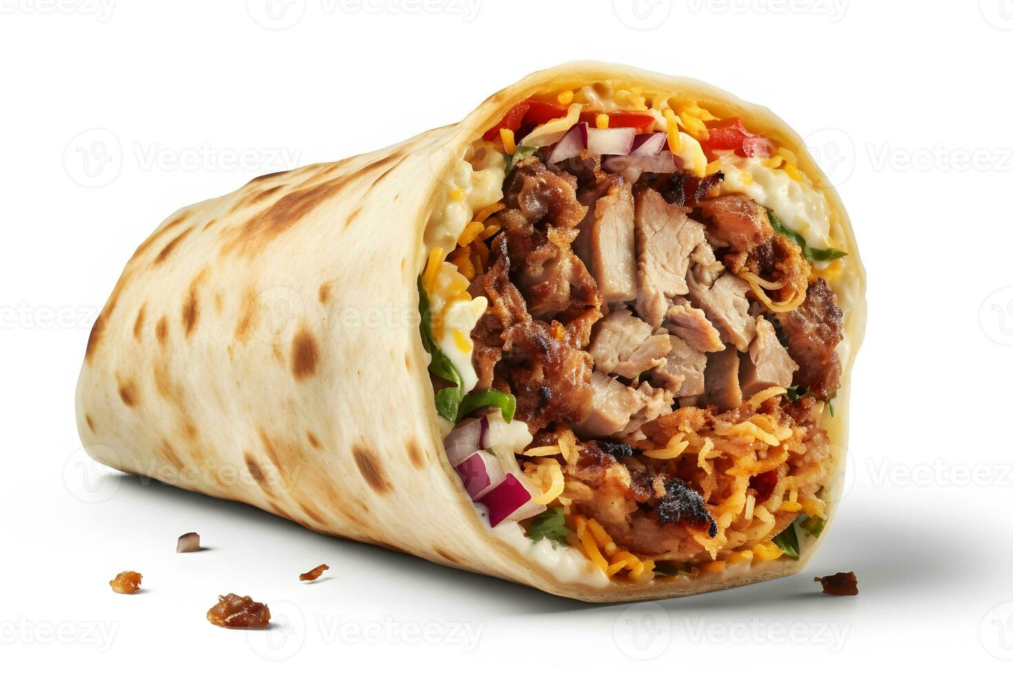 AI generated Appetizing shawarma on a white background. Neural network AI generated photo