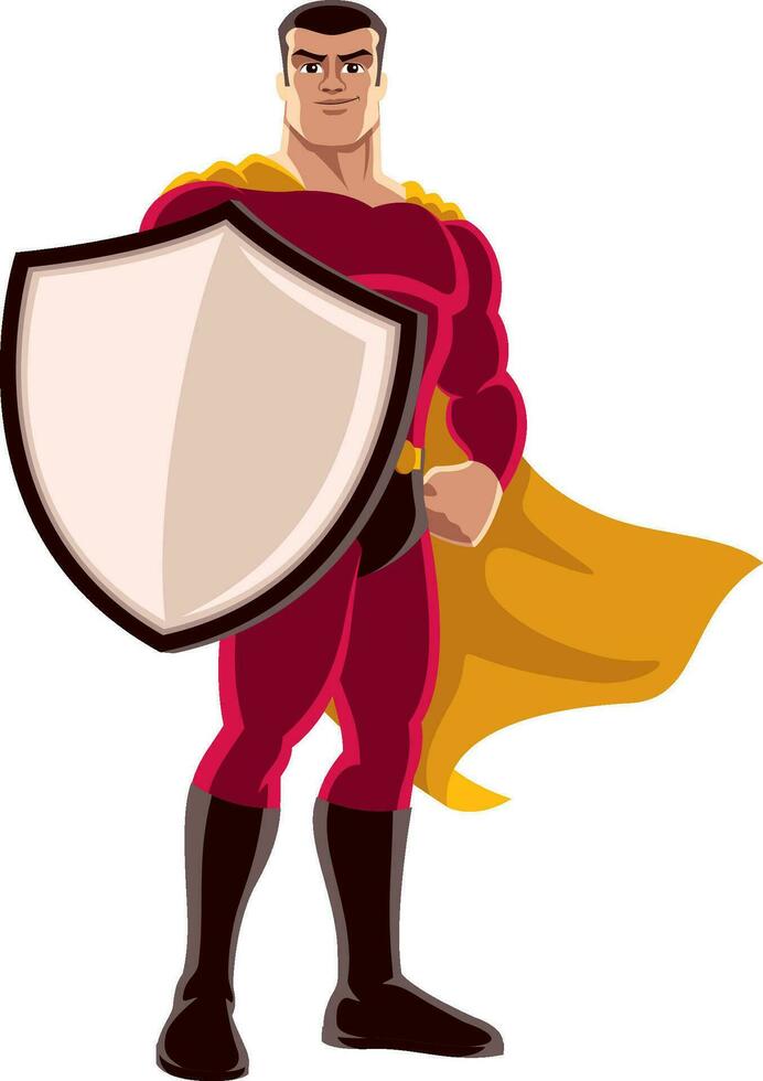 Superhero Holding Shield vector