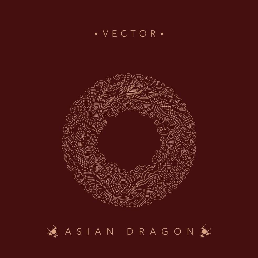 dorado asiático continuar en circular yin yang diseño vector