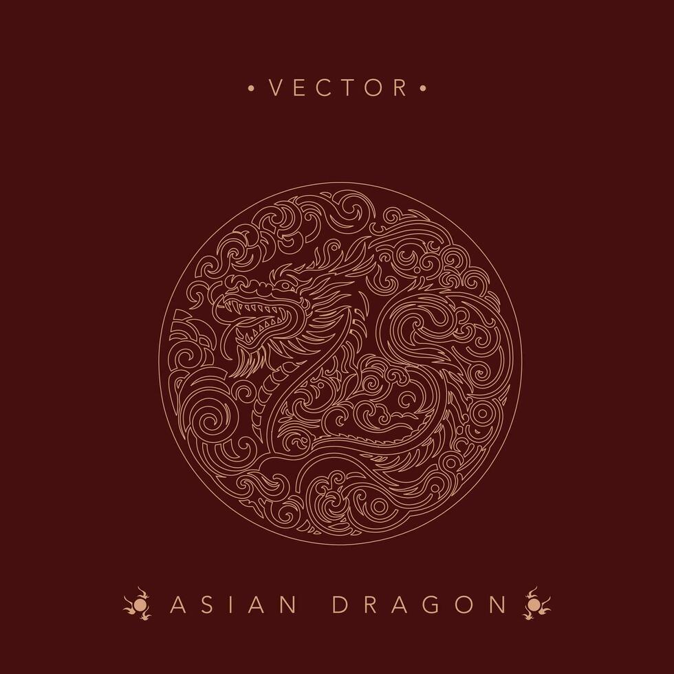 Dynamic Golden Dragon Illustration on Maroon Background vector