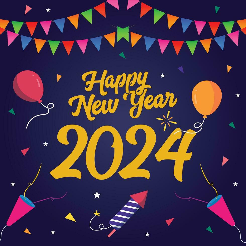 Happy new year 2024 Banner vector