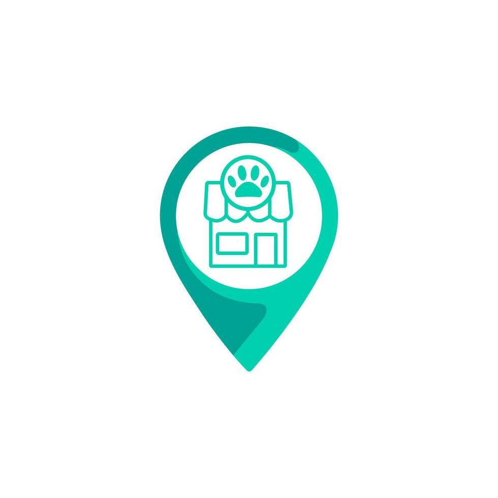 Pet Shop icon. Map pointer with a shop icon. Vector illustration.