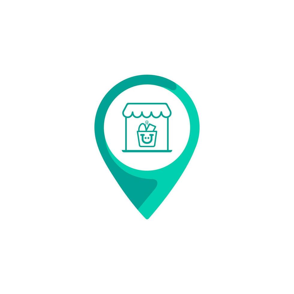 Grocery shop location icon. Flat design style eps 10 Grocery Gps icon vector